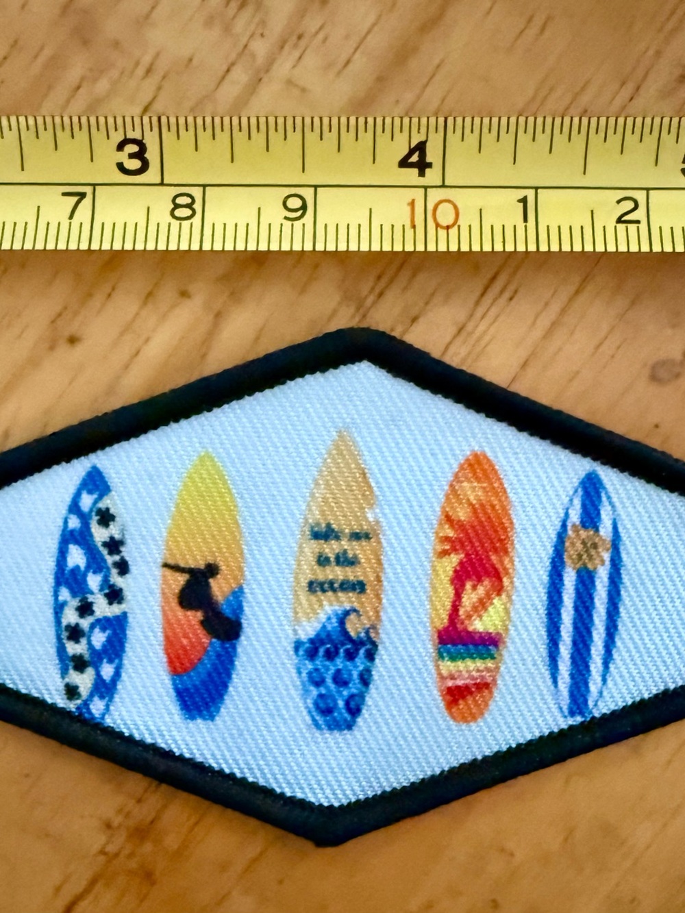 Surfboard Patch Decorative Iron-On - Blue, Orange, Yellow